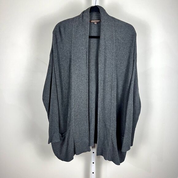 Adrienne Vittadini Cotton Ribbed Cardigan | Size L | Cozy Dramatic Energy - Picture 10 of 10